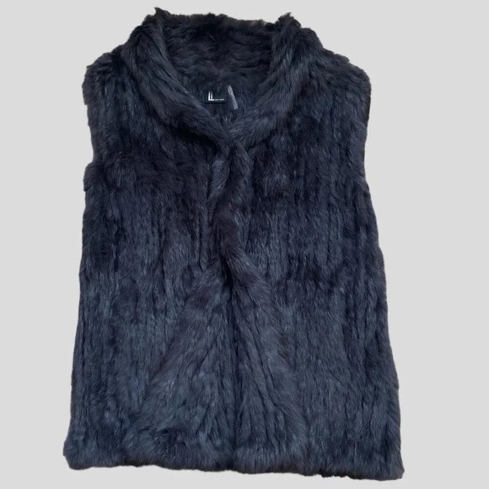 Love Token Genuine Dyed Rabbit Fur Vest In Black - Size S NWOT